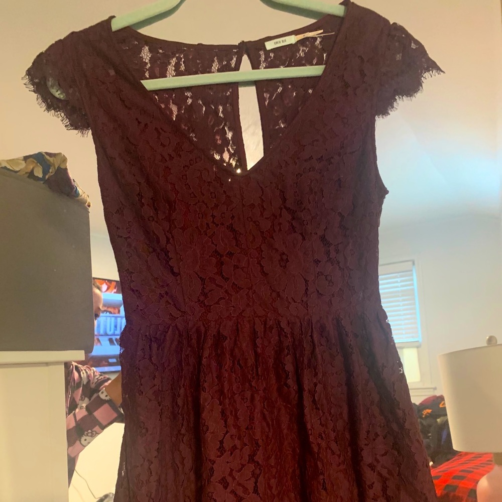 Maroon Kimchi Blue (UO) Open Back Lace Aline dress